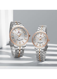 NAVIFORCE Luxury Couple's Watch Set – Silver & Rose Gold Waterproof Stainless Steel Elegant Design  - Image 1