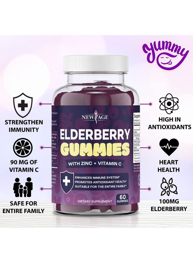 NEW AGE (2-Pack) Premium Elderberry Gummies for Adults Kids with Vitamin C, Zinc, Propolis - Sambucus Black Elderberry Gummy Extract - Gluten Free & Vegetarian - 120 Gummies - Image 3