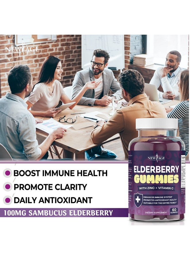 NEW AGE (2-Pack) Premium Elderberry Gummies for Adults Kids with Vitamin C, Zinc, Propolis - Sambucus Black Elderberry Gummy Extract - Gluten Free & Vegetarian - 120 Gummies - Image 4