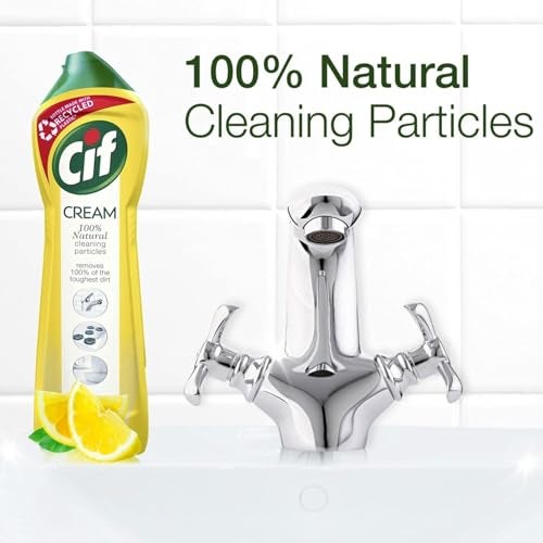 Cif Lemon Abrasive Surface Cleaner Cream for Kitchen & Bathroom, Removes Grease, Dirt & Tough Stains with Natural Cleaning Particles, 2x500ml - Image 4