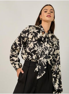 All Over Floral Print Balloon Sleeve Blouse with Tie-Up Neck Detail - pzsku/ZBF1956037385B54D0763Z/45/_/1738970657/af188887-4722-4676-924f-dba292d5237f