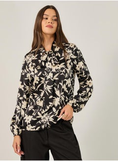 All Over Floral Print Balloon Sleeve Blouse with Tie-Up Neck Detail - pzsku/ZBF1956037385B54D0763Z/45/_/1738970659/d3e4cd9e-98bf-406f-b0a9-7fa82db28402