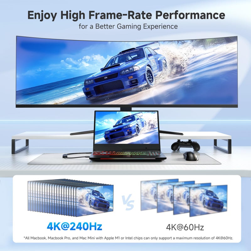 Cable Matters محول كابل ماترز النشط Mini DisplayPort 1.4 إلى HDMI 2.1 مع 4K 240Hz / 8K 60Hz، محول كابل HDMI 2.1 أحادي الاتجاه، أسود - Image 4