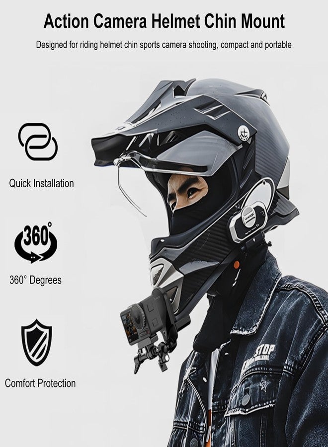 PULUZ Motorcycle Helmet Chin Clamp Mount for GoPro and Other Action Cameras，360°Adjustable Ball Head Quick Release Chin Clip with Silicone Protective Cushion for 1st Person View Shooting - Image 2