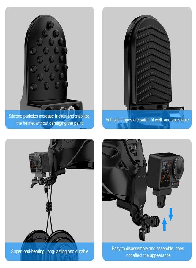 PULUZ Motorcycle Helmet Chin Clamp Mount for GoPro and Other Action Cameras，360°Adjustable Ball Head Quick Release Chin Clip with Silicone Protective Cushion for 1st Person View Shooting - Image 4