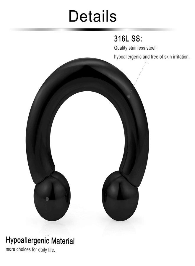 Ftovosyo PA Ring Internally Threaded Circular Barbells Horseshoe Large Septum Ring Ear Gauges Earrings 6G 4mm 12mm 1/2" 316L Surgical Steel Pierced Body Jewelry for Women Men - Image 2