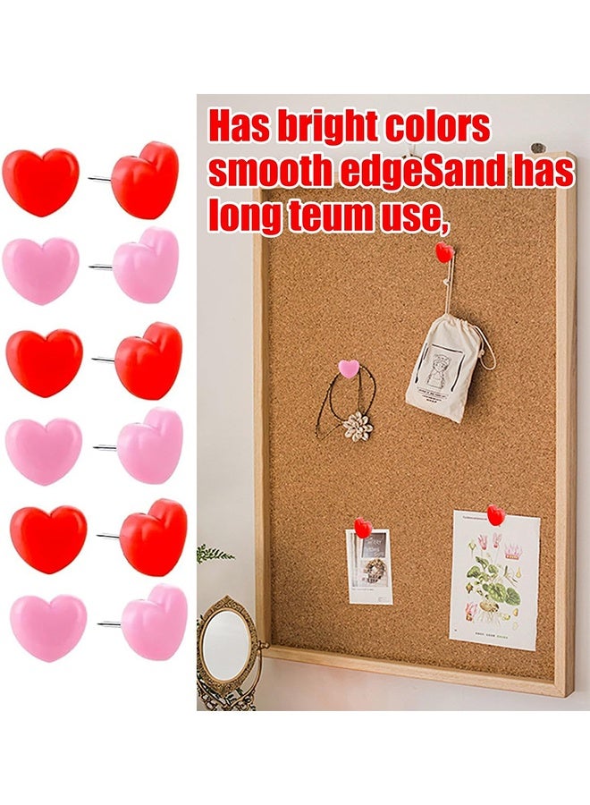 100pcs Push Pins 0.49inch Plastic Pushpins Pink & Red Push Pins Heart Shaped Cute Thumb Tacks Decorative for Notice Board Cork Board Home School Office - Image 3
