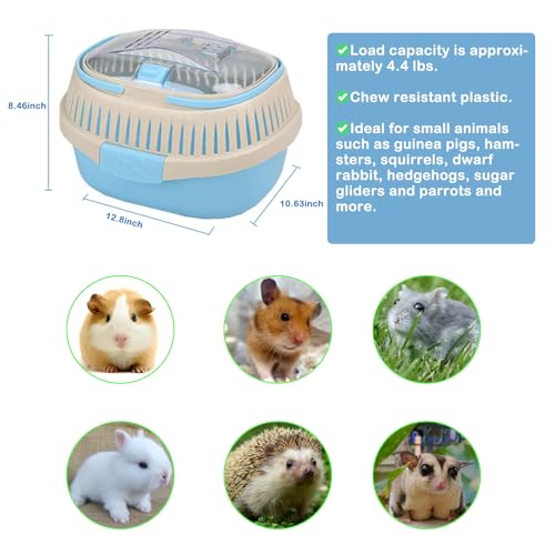 CUTENNIOU Hamster Carrier Guinea Pig Carrier 13 X 11 X 8 In Portable Hamster Travel Cage with Ventilation Holes Outdoor Small Animal Carrier for Rat Gerbils Rabbit Hedgehog Squirrel Mouse Sugar Glider - Image 2