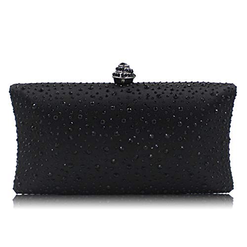 VISTATROY Women's Evening Bag Sparkling Rhinestone Wedding Evening Party Clutch Handbag Purse Chain Shoulder Crossbody Bag (Black) - Image 1