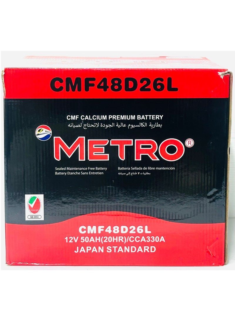 مترو بطارية سيارة 12 فولت 50 أمبير N50L / 48D26L - Image 1