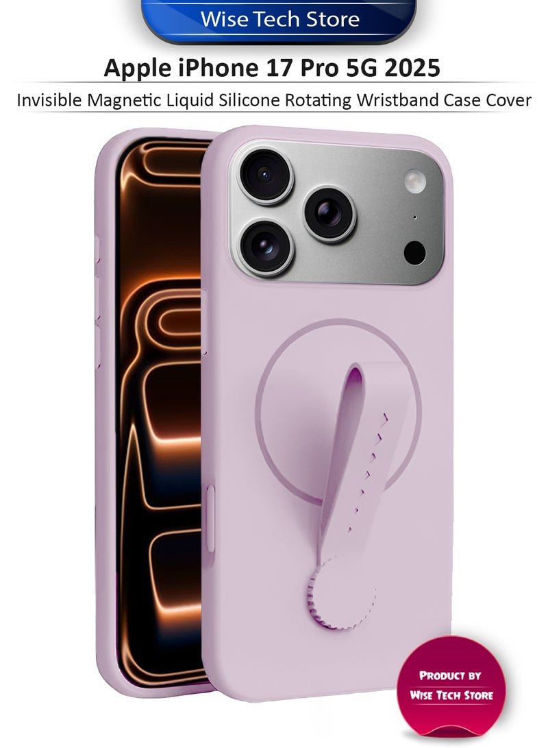 دبليو تيك غطاء حقيبة ساعة قابل للدوران من السيليكون السائل المغناطيسي غير المرئي لهاتف آيفون 17 برو 5G 2025 (MCRPSN) - وردي فاتح - Image 1