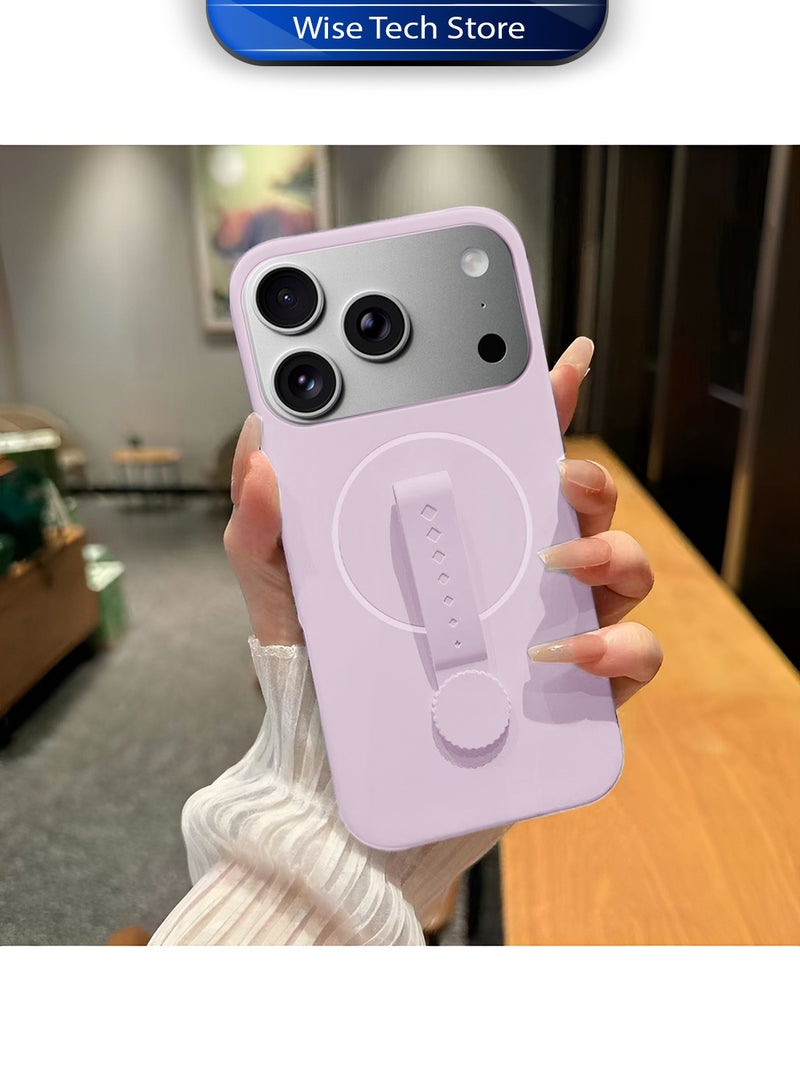 دبليو تيك غطاء حقيبة ساعة قابل للدوران من السيليكون السائل المغناطيسي غير المرئي لهاتف آيفون 17 برو 5G 2025 (MCRPSN) - وردي فاتح - Image 4