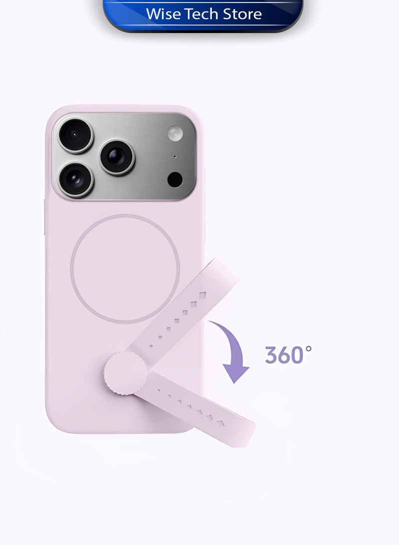 دبليو تيك غطاء حقيبة ساعة قابل للدوران من السيليكون السائل المغناطيسي غير المرئي لهاتف آيفون 17 برو 5G 2025 (MCRPSN) - وردي فاتح - Image 5