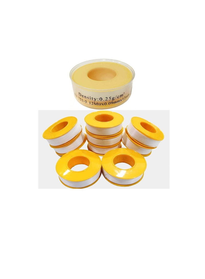 ROBUSTLINE Thread Sealing Teflon Tape with 0.25g/cm2 Density 0.9MM x 12MTR PTFE for Pipe Fittings and Fixing Water Leak (12 MTRS) - Image 2