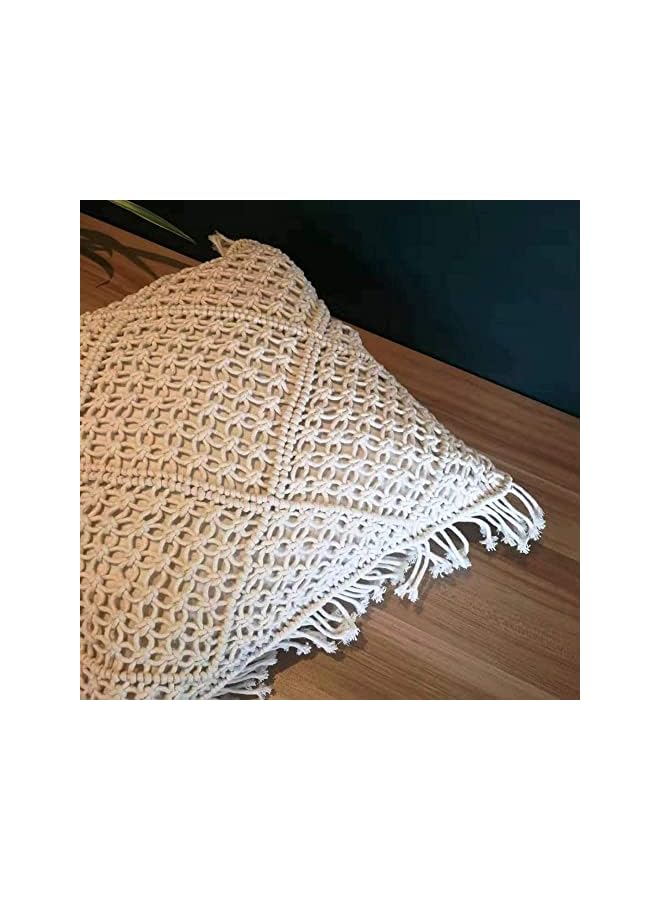 The Bros 1Pc Beautiful Throw Macrame Pillow Cover Bohemian Wedding Decorative Cushion Cover 18 X 18 inches - Image 3