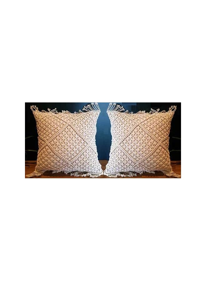 The Bros 1Pc Beautiful Throw Macrame Pillow Cover Bohemian Wedding Decorative Cushion Cover 18 X 18 inches - Image 2