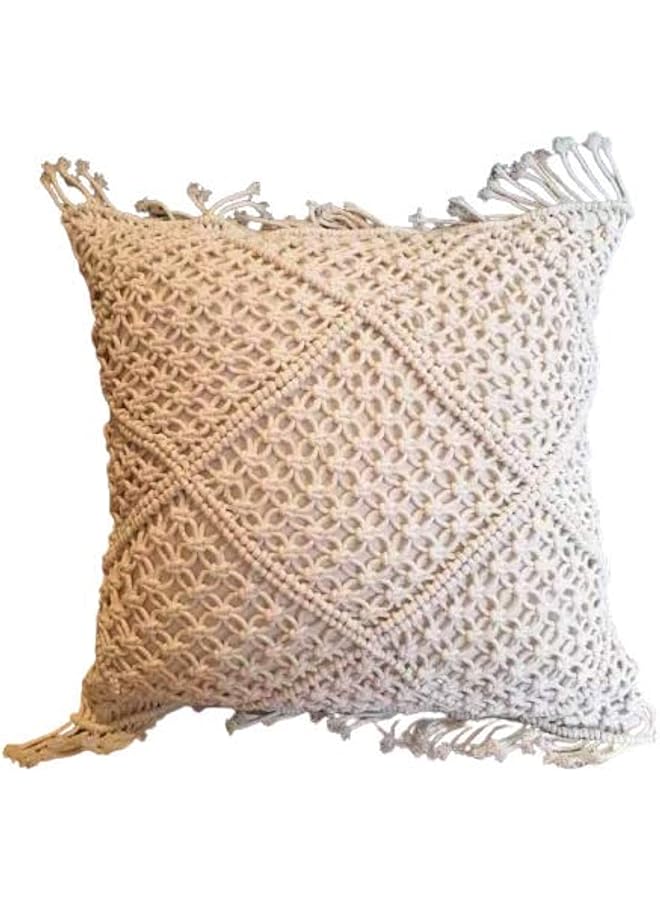 The Bros 1Pc Beautiful Throw Macrame Pillow Cover Bohemian Wedding Decorative Cushion Cover 18 X 18 inches - Image 1