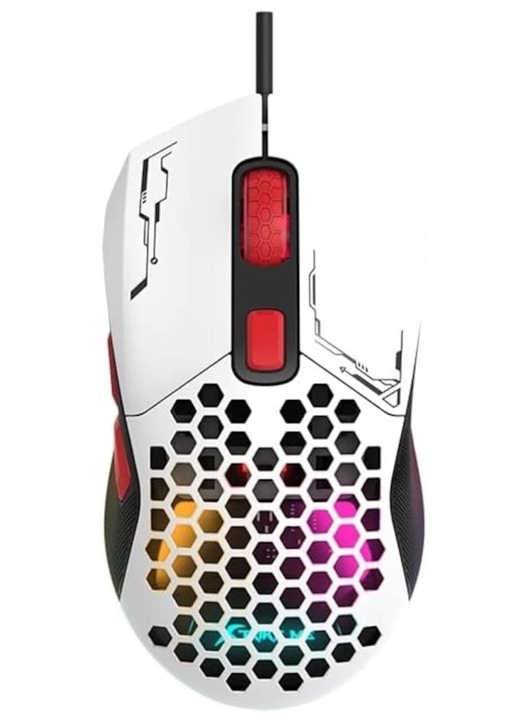 keem Gaming Mouse Lightweight Wired Computer Mouse Matte White  - Image 1