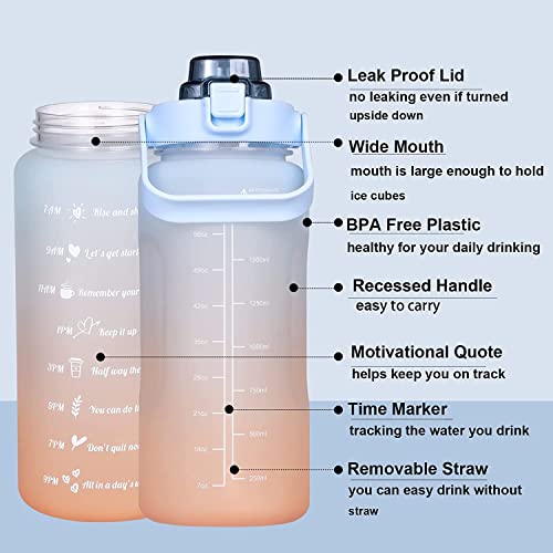 VDNSI Sipper 2 Liter Motivational Time Marker Water Bottle for Office & Gym, Non-Toxic Plastic Gallon Bottle (1 Pcs, Blue) - Image 4