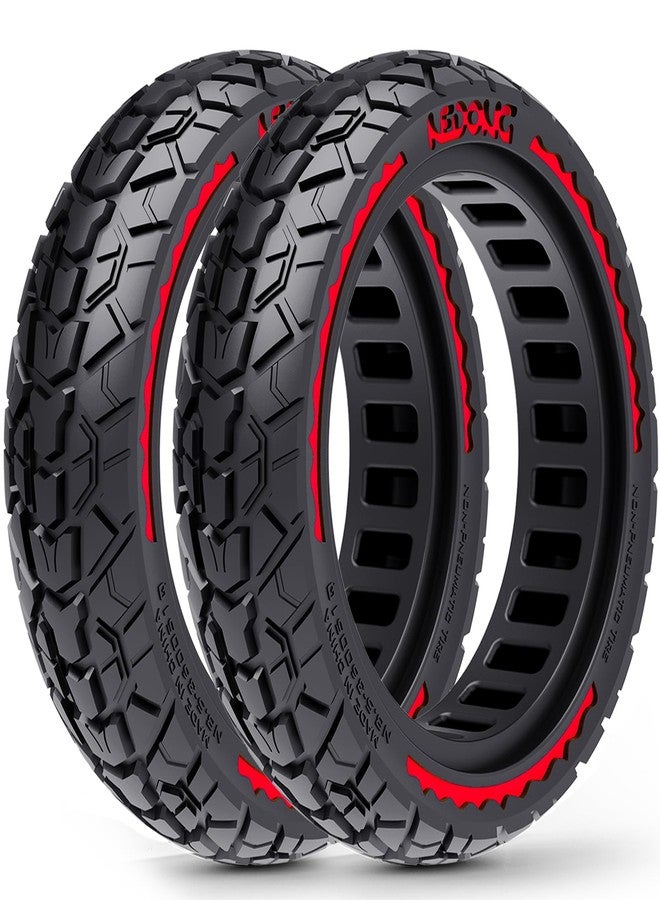 BABEJIA 2 Pack 10x2.50 (60/70-6.5) Solid Replacement Scooter Tires, Red - Image 1
