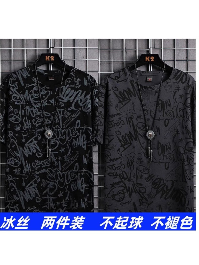 Manufacturers New Short Sleeve T-Shirt Men'S Summer Thin Ice Silk Breathable Trendy T-Shirt Tide Brand Ins Boys - Image 2