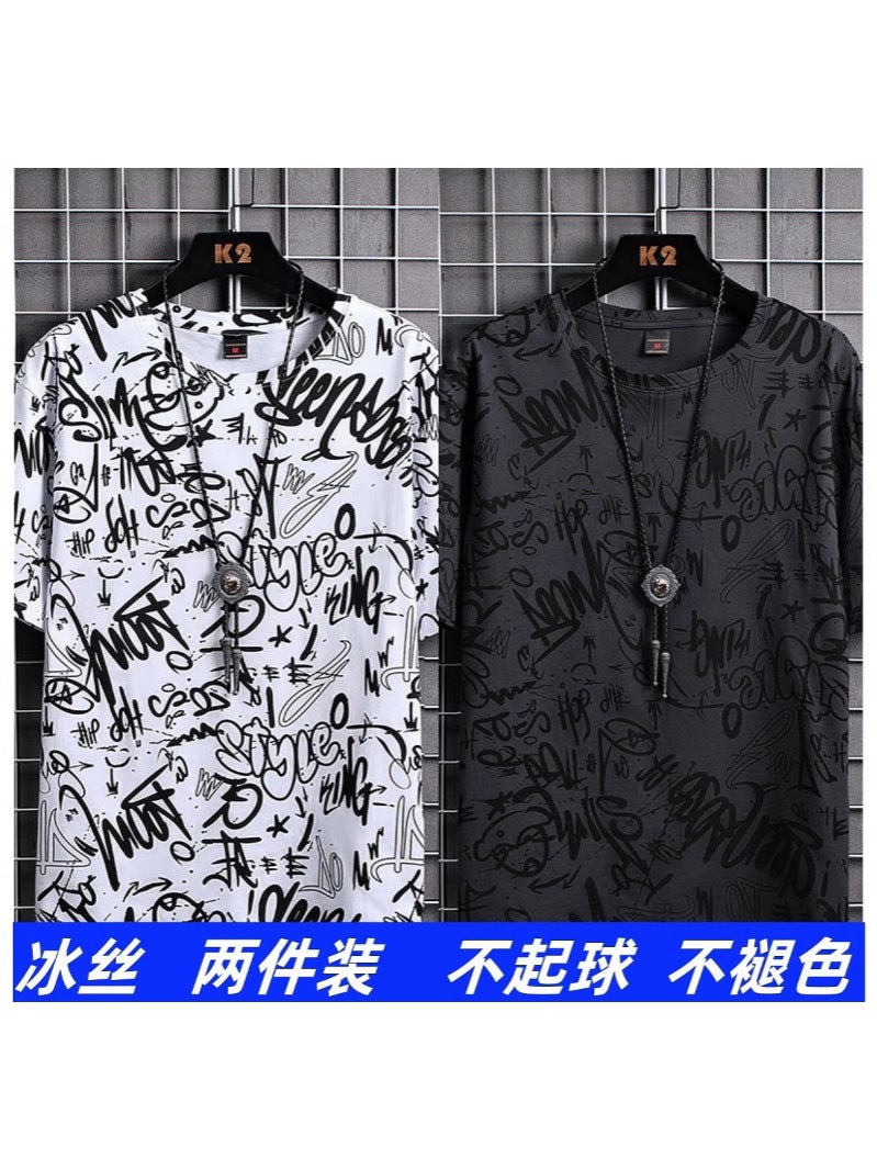 Manufacturers New Short Sleeve T-Shirt Men'S Summer Thin Ice Silk Breathable Trendy T-Shirt Tide Brand Ins Boys - Image 3