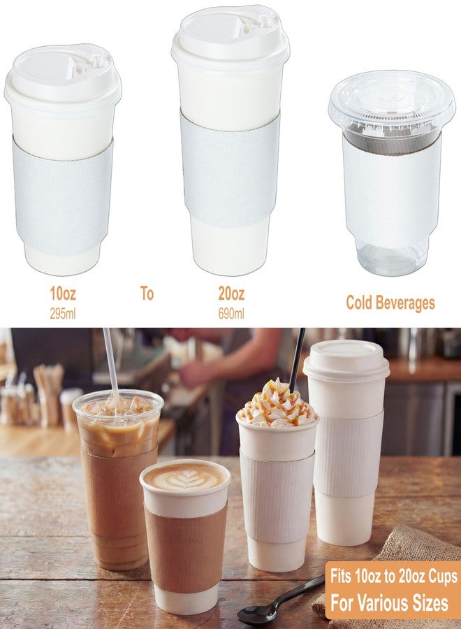 BOARDS+ White Coffee Sleeves For 10 to 20 oz. Cups (100 Pack), Disposable Corrugated Cardboard Paper Jacket For Better Grip, Hot Cold Drinks Holder, Chocolate Milk Tea Beverage Insulator, Hand Protection - Image 3