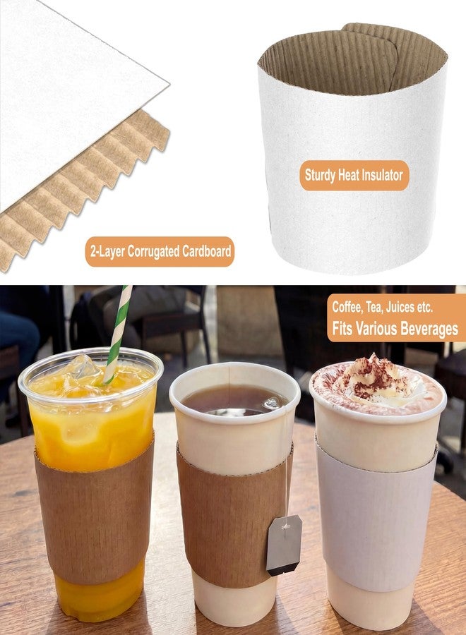 BOARDS+ White Coffee Sleeves For 10 to 20 oz. Cups (100 Pack), Disposable Corrugated Cardboard Paper Jacket For Better Grip, Hot Cold Drinks Holder, Chocolate Milk Tea Beverage Insulator, Hand Protection - Image 4
