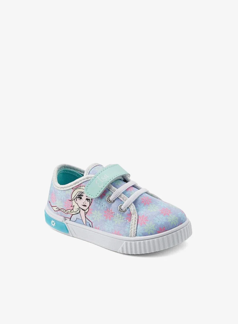Disney Girls Frozen Print Hook & Loop Ankle School Sneakers