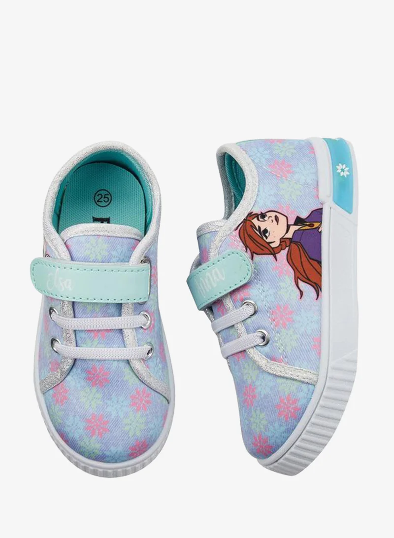 Disney Girls Frozen Print Hook & Loop Ankle School Sneakers