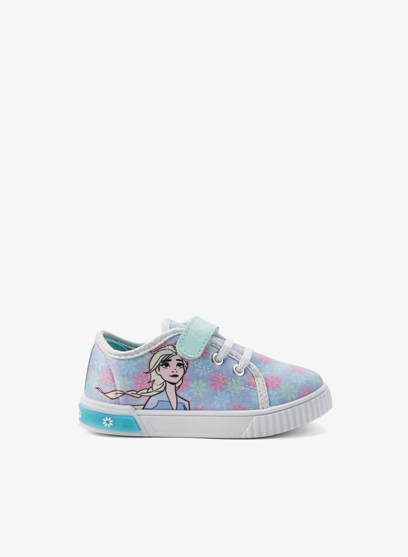 Girls Frozen Print Hook & Loop Ankle School Sneakers