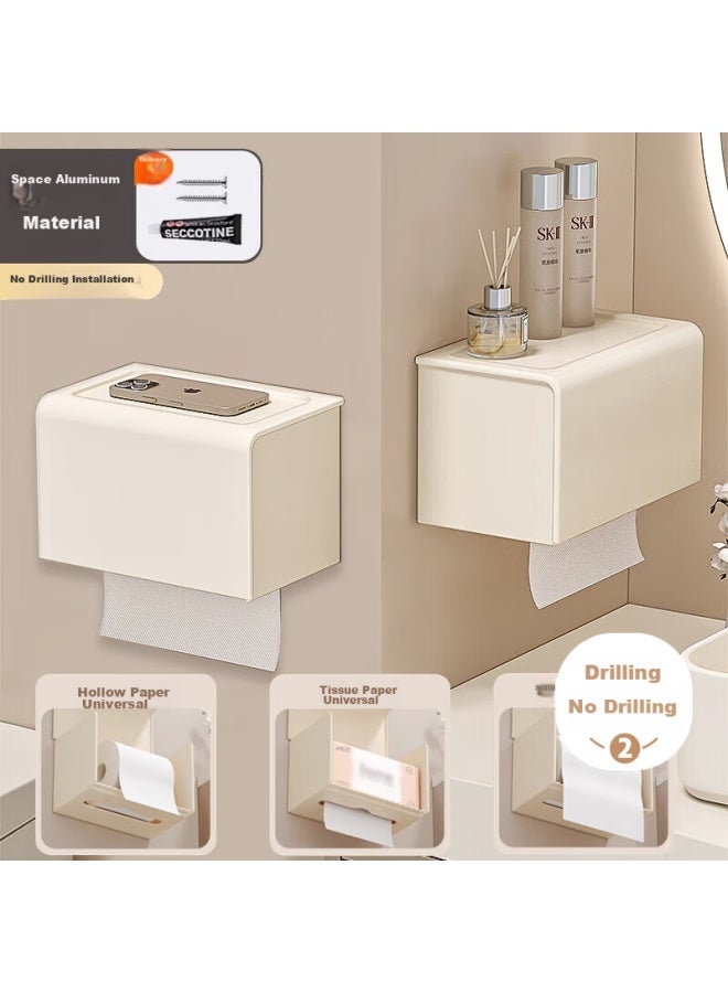 Gasco Jiashigao Bathroom Tissue Box, Toilet Storage Rack, Cream-style Bathroom Roll Paper Holder, Toilet Paper Box, No Drilling Required, Wall-mounted Toilet Paper Dispenser - Image 1