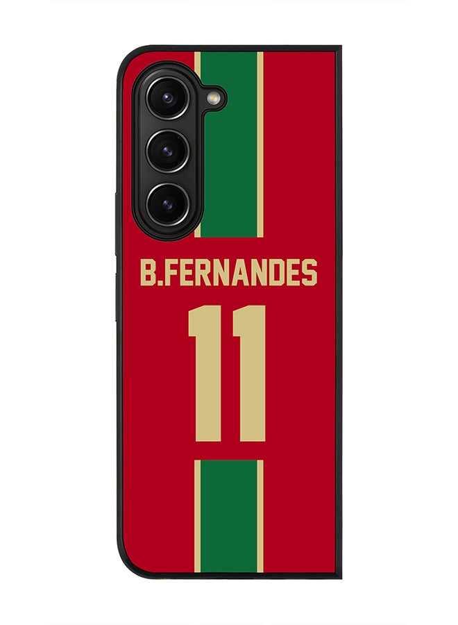 Stylizedd Rugged Black edge case for Samsung Galaxy Z Fold5, Slim fit Soft Case Flexible Rubber Edges Anti Drop TPU Gel Thin Cover -  Football Team - Portugal, Player Name - B.Fernandes - Image 1