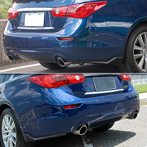 Rolling Gears Q50 Rear Bumper Splitter Diffuser Canards Compatible with 2014-2024 Infiniti Q50, Carbon Fiber Hydro-Dipping Rear Lip Spoiler Extension Kit - Image 3