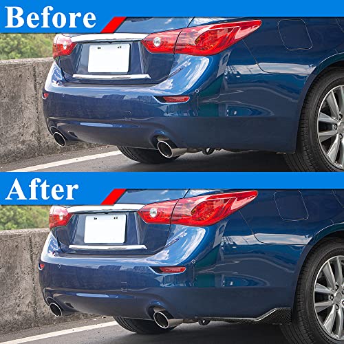 Rolling Gears Q50 Rear Bumper Splitter Diffuser Canards Compatible with 2014-2024 Infiniti Q50, Carbon Fiber Hydro-Dipping Rear Lip Spoiler Extension Kit - Image 2