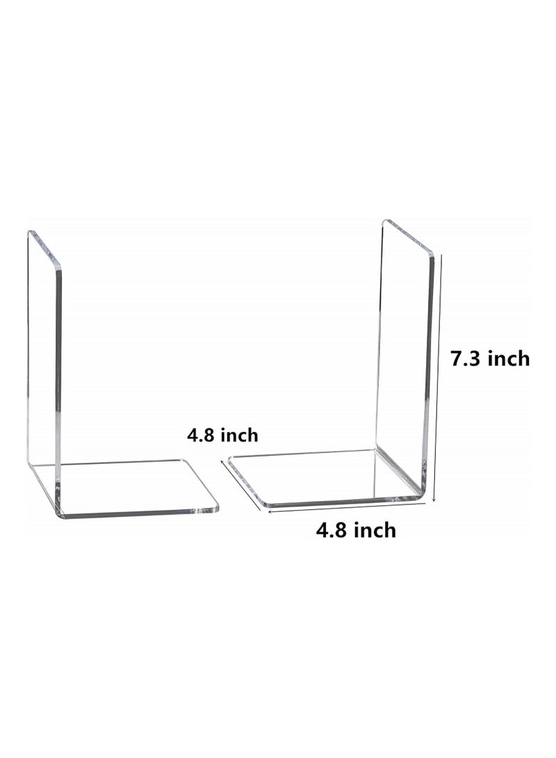 تي بي جي بي حامل كتب شفاف من الأكريليك، 4 قطع - دعامات قوية للكتب لترتيب الأرفف والمكاتب، مثالي للكتب، الأفلام، والأقراص (7.3 × 4.8 × 4.8 بوصة) - Image 3