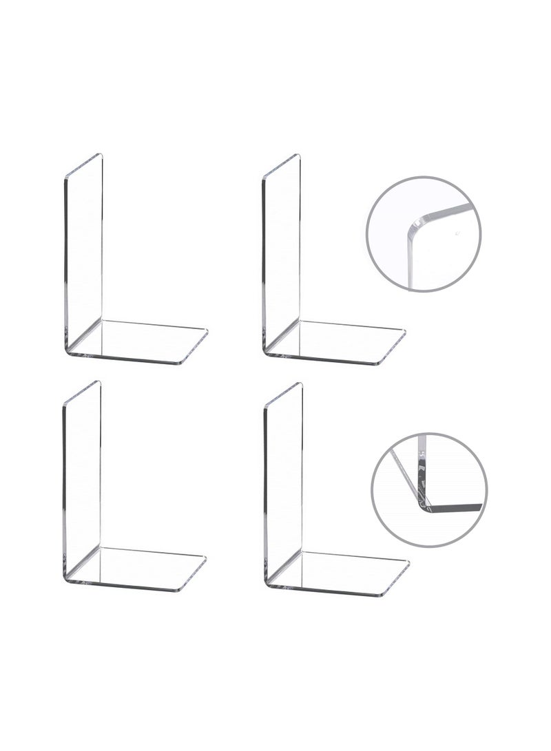 تي بي جي بي حامل كتب شفاف من الأكريليك، 4 قطع - دعامات قوية للكتب لترتيب الأرفف والمكاتب، مثالي للكتب، الأفلام، والأقراص (7.3 × 4.8 × 4.8 بوصة) - Image 1