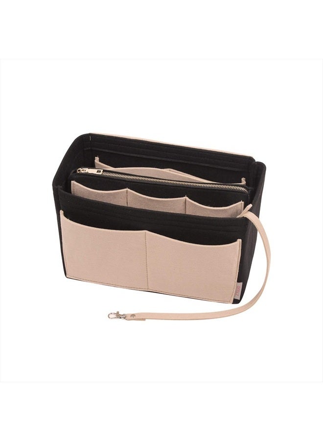 ZTUJO Purse Organizer Insert, Felt Bag Organizer with Metal Zipper, Handbag & Tote Shaper, For Speedy Neverfull Tote, 7 Sizes (Slender Large, Beige and Black)  - Image 1
