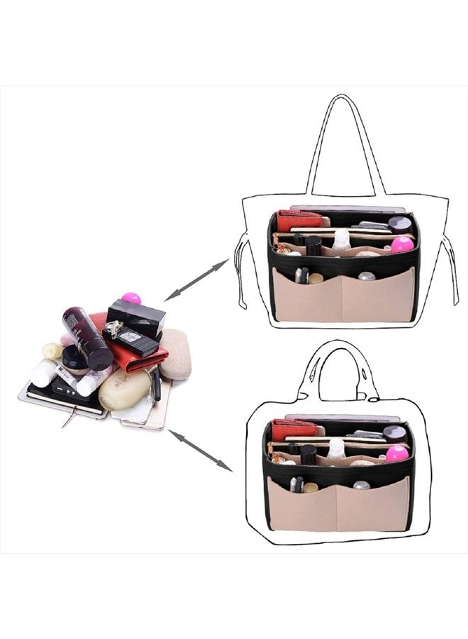ZTUJO Purse Organizer Insert, Felt Bag Organizer with Metal Zipper, Handbag & Tote Shaper, For Speedy Neverfull Tote, 7 Sizes (Slender Large, Beige and Black)  - Image 4
