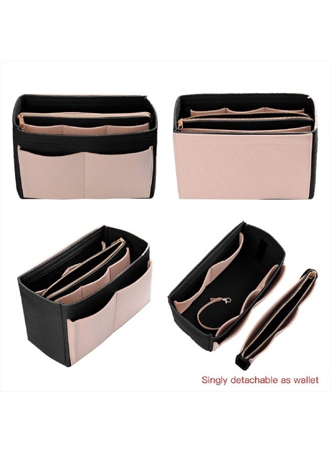 ZTUJO Purse Organizer Insert, Felt Bag Organizer with Metal Zipper, Handbag & Tote Shaper, For Speedy Neverfull Tote, 7 Sizes (Slender Large, Beige and Black)  - Image 3