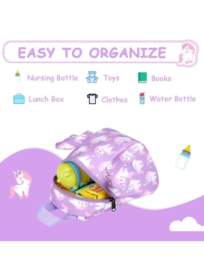 VASCHY Mini Toddler Backpack with Leash, Ultra Lightweight Tiny Little Daycare Backpack Girls Unicorn - Image 5