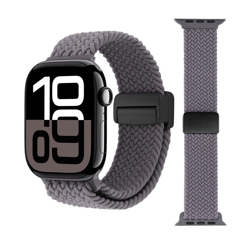 For Apple Watch 46Mm / 49Mm / 45Mm / 44Mm Magnetic Buckle Loop Woven Watch Band(Gray) - Image 1