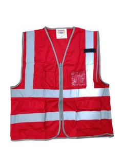 TAHA SAFETY Solid Deluxe Light Red Safety Jacket with Reflective Strips for Industrial & Construction Sites, Multipurpose Use in Industries | Size-L  - Image 2