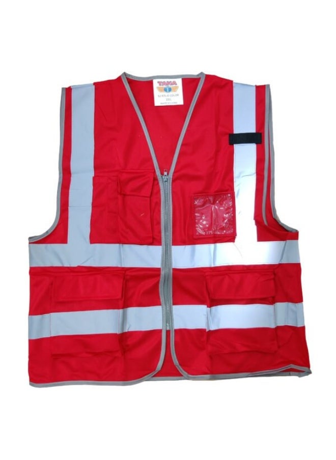 TAHA - SAFETY Solid Deluxe Light Red Safety Jacket with Reflective Strips for Industrial & Construction Sites, Multipurpose Use in Industries | Size-L - Image 1