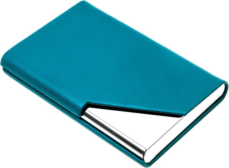 Padike Business Card Holder, Upgraded Leather Business Card Case Pocket Card Holders for Men or Women, Metal Slim Name Card Holder RFID Blocking Business Card Carrier with Magnetic Closure(Y-TQ) - Image 1