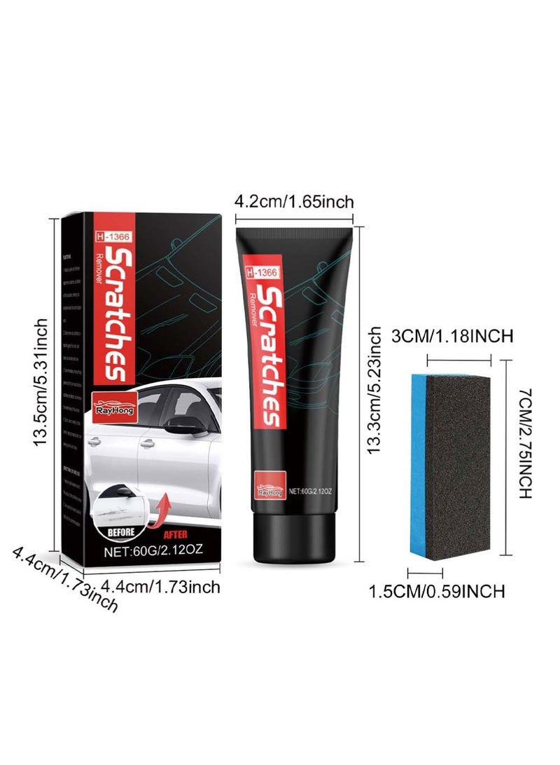 Car Scratch Removal Kit, Car Scratch Repair Kit, Car Paint Scratch Repair Agent, Car Scratch Remover, Grinding Polishing Restorer Paste With Sponge, Erase Car Scratches, 60ML - Image 2