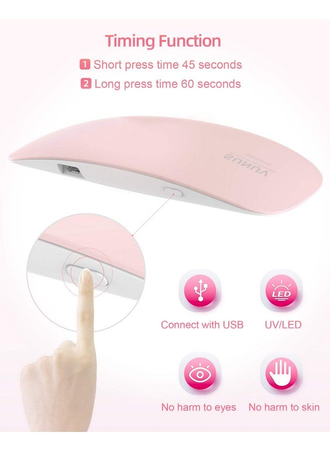 SUNUV Uv Nail Lamp,Sun Mini2 6W Led Nail Lamp For Gel Polish With 2 Timing Setting (45S/60S, Pink) - Image 2