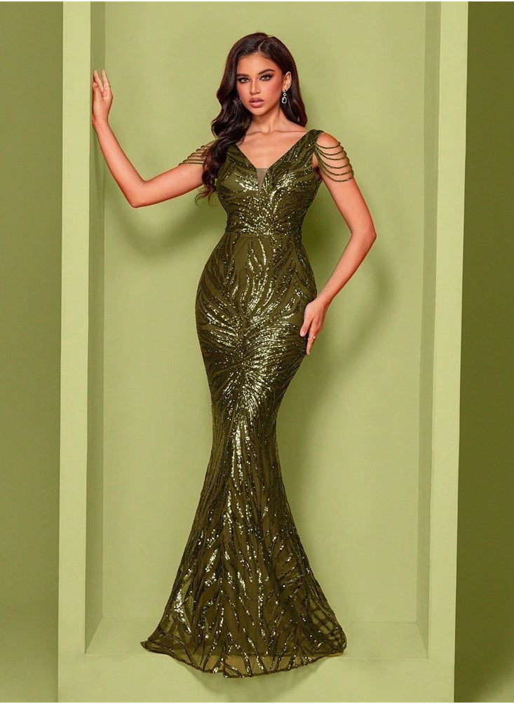 Madam Uniq Sequin Evening Dress  - Image 4