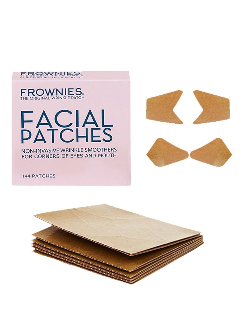 Frownies - Frownies Facial Patches for Wrinkles on the Corner of Eyes & Mouth - Hypoallergenic Anti-Wrinkle Face Tape - Wrinkle Patch to Smooth & Soften Crow’s Feet & Smile Lines - For Overnight Use, 144 Patches - Image 1