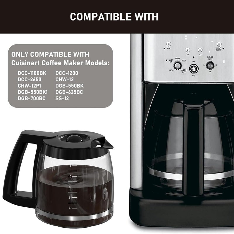 Colidier 12-Cup Coffee Pot Replacement Compatible with Cuisinart Coffee Maker Models SS-12, SS-15, SS-16, DCC-1100BK, DCC-1200, DCC-2650, CHW-12P1, DGB-400, DGB-550BK, DGB-550BK1, DGB-625BC and DGB-700BC - Image 2